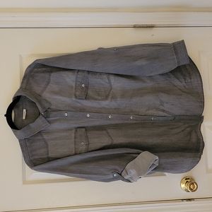 Super soft black denim shirt loose fitting long sleeve western pattern. 2X